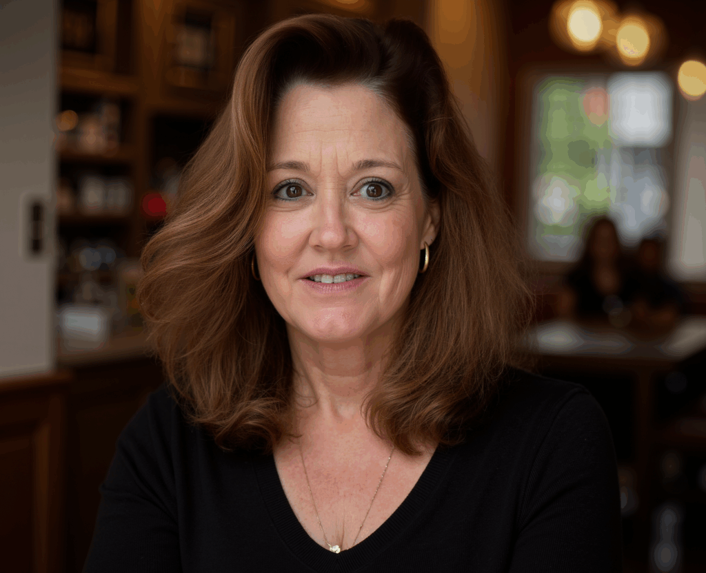 Wendy J. Cope teenage alcoholic Spiritual counselor and coach hypnotherapist energy healer in cafe